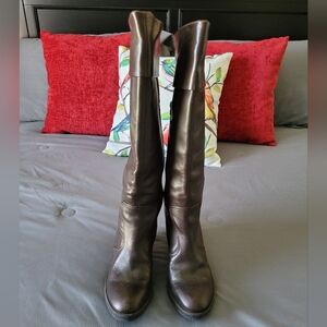 Franco Sarto Leather Boots - Cuffed, Wedge Heel, 8M, Brown, VGC